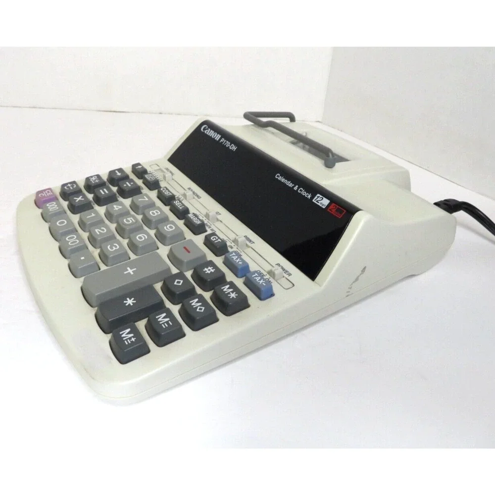 Canon P170-DH Desktop Printing Calculator 2 Color w/ Calendar & Clock - TESTED